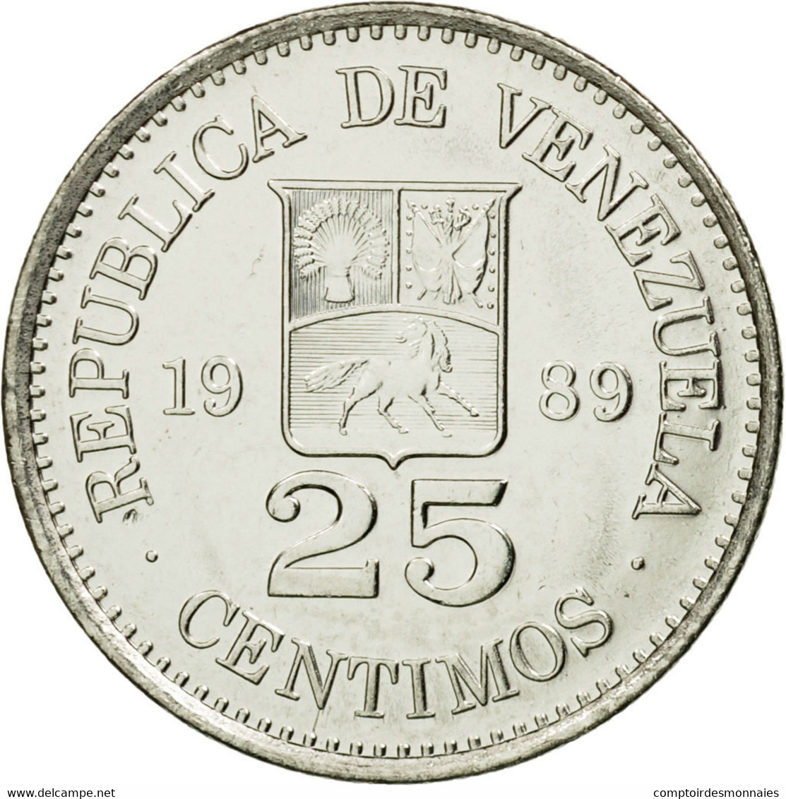 Monnaie, Venezuela, 25 Centimos, 1989, SPL, Nickel Clad Steel, KM:50a - Venezuela