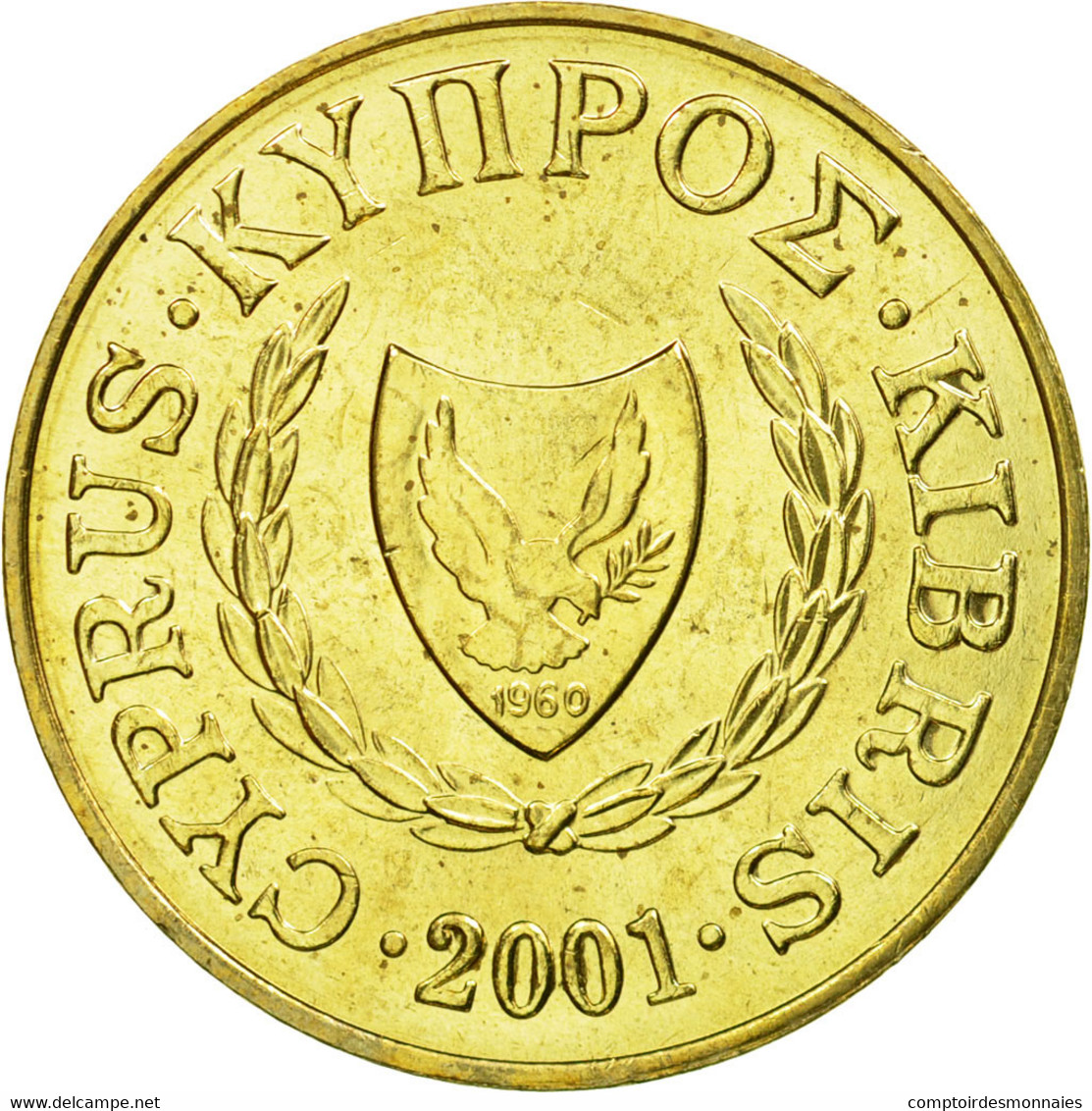 Monnaie, Chypre, 5 Cents, 2001, SPL, Nickel-brass, KM:55.3 - Chypre