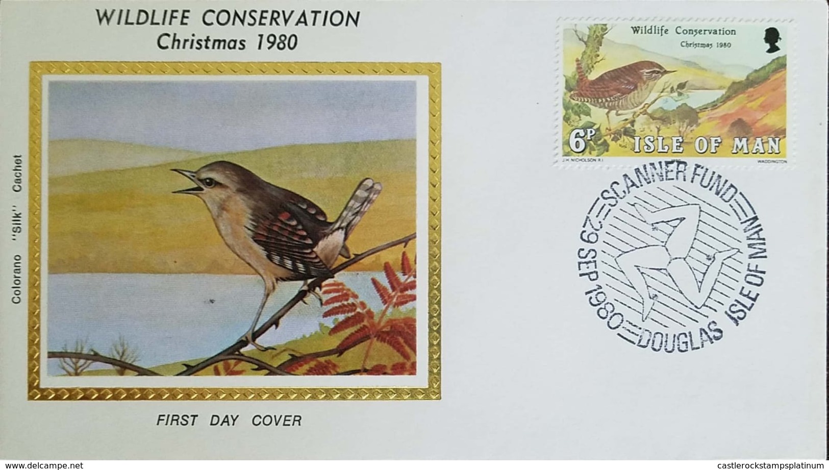 L) 1980 ISLE OF MAN, WILDLIFE CONSERVATION, CHRISTMAS, BIRD, NATURE, FAUNA, 6P, FDC - Isle Of Man