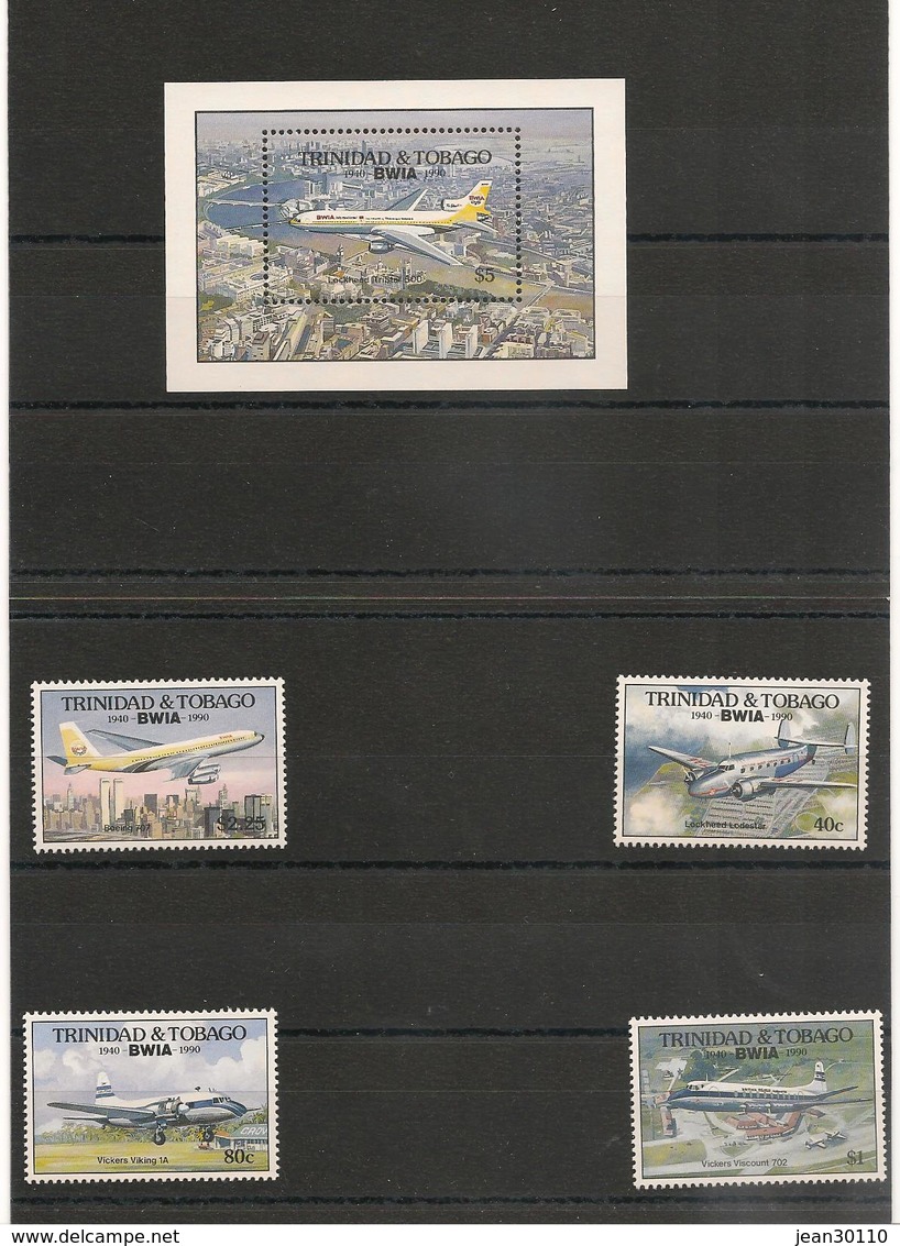 TRINITE Et TOBAGO Avions/Plane Année 1990 N°Y/T : 647/650** Et Bloc 41** Côte: 20,00 € - Trinidad & Tobago (1962-...)