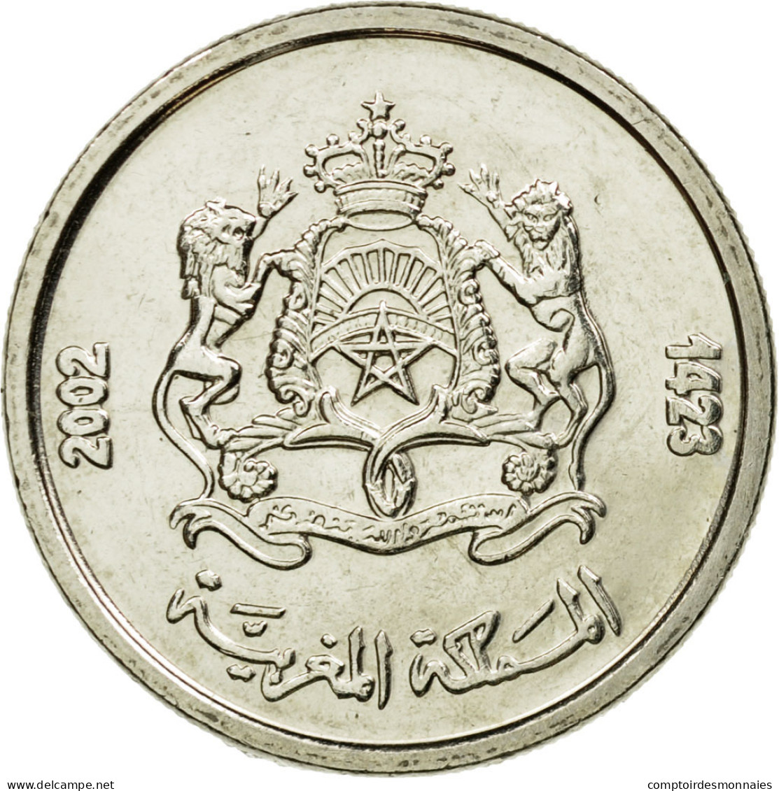 Monnaie, Maroc, Mohammed VI, 1/2 Dirham, 2002, SUP, Copper-nickel, KM:116 - Maroc