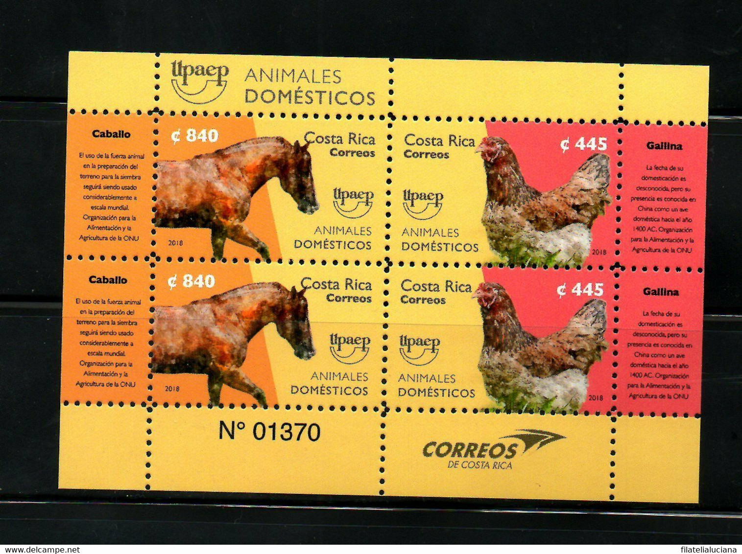 MNH New Issue 2018 Costa Rica Upaep Horses Chickens - Costa Rica