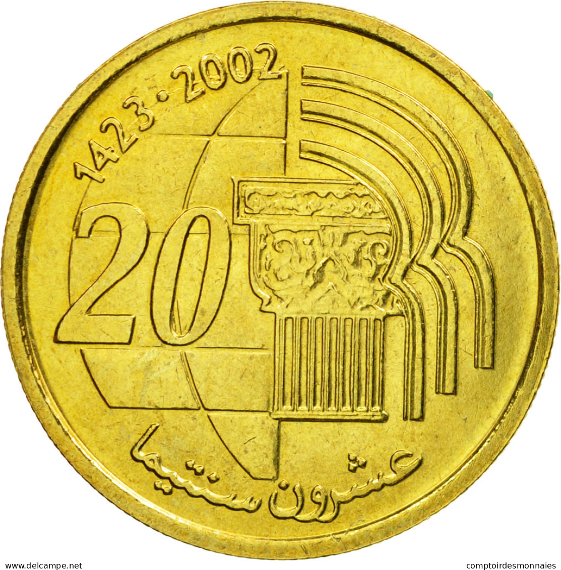 Monnaie, Maroc, Mohammed VI, 20 Santimat, 2002/AH1423, TTB, Aluminum-Bronze - Maroc