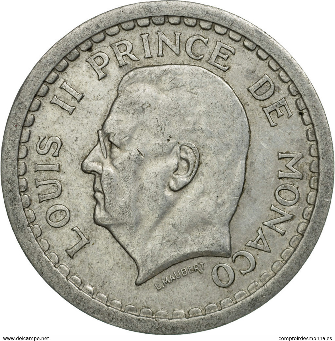 Monnaie, Monaco, Louis II, 2 Francs, 1943, Poissy, TB+, Aluminium, Gadoury:MC - 1922-1949 Louis II