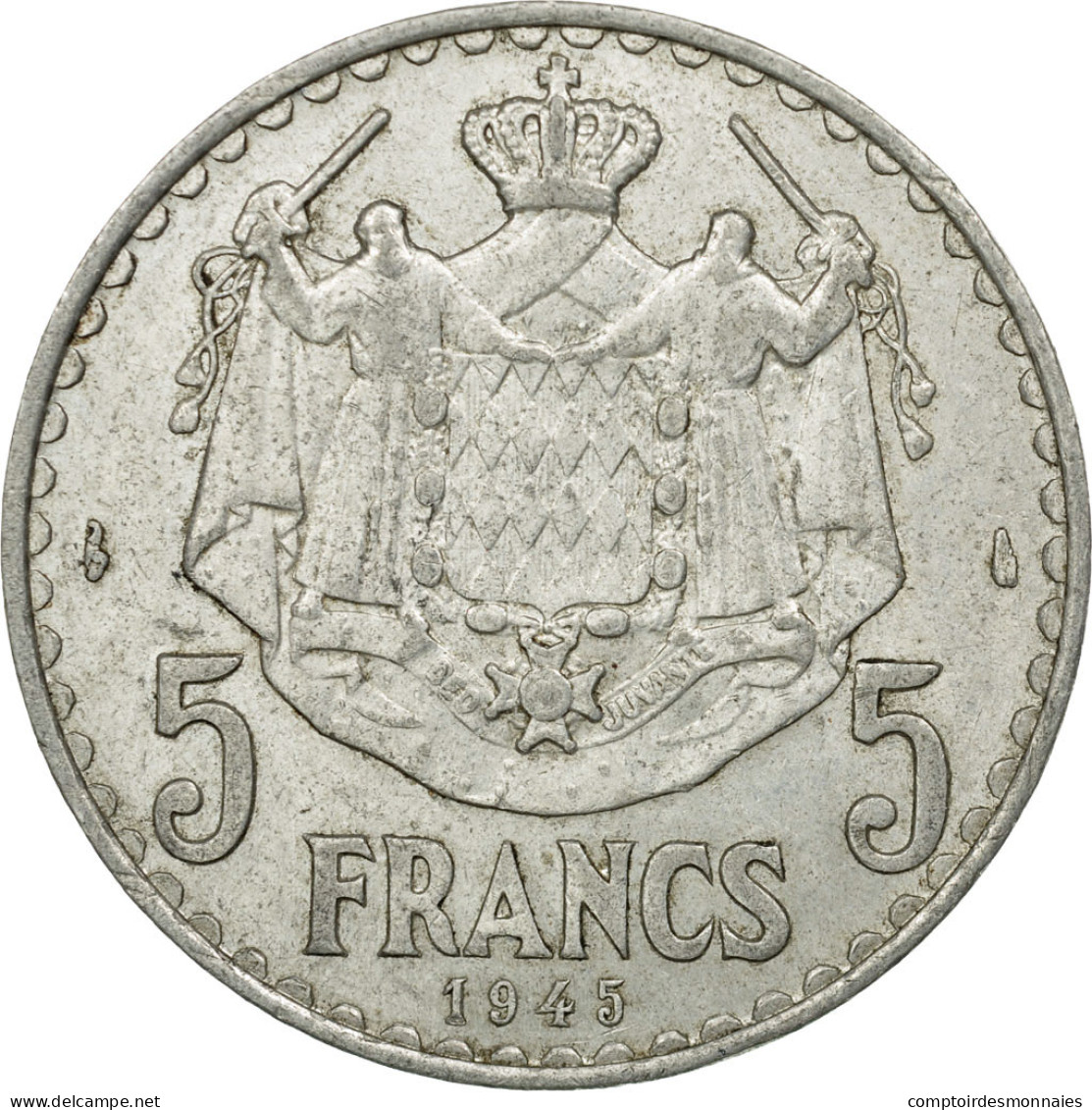 Monnaie, Monaco, Louis II, 5 Francs, 1945, Poissy, TTB, Aluminium - 1922-1949 Louis II