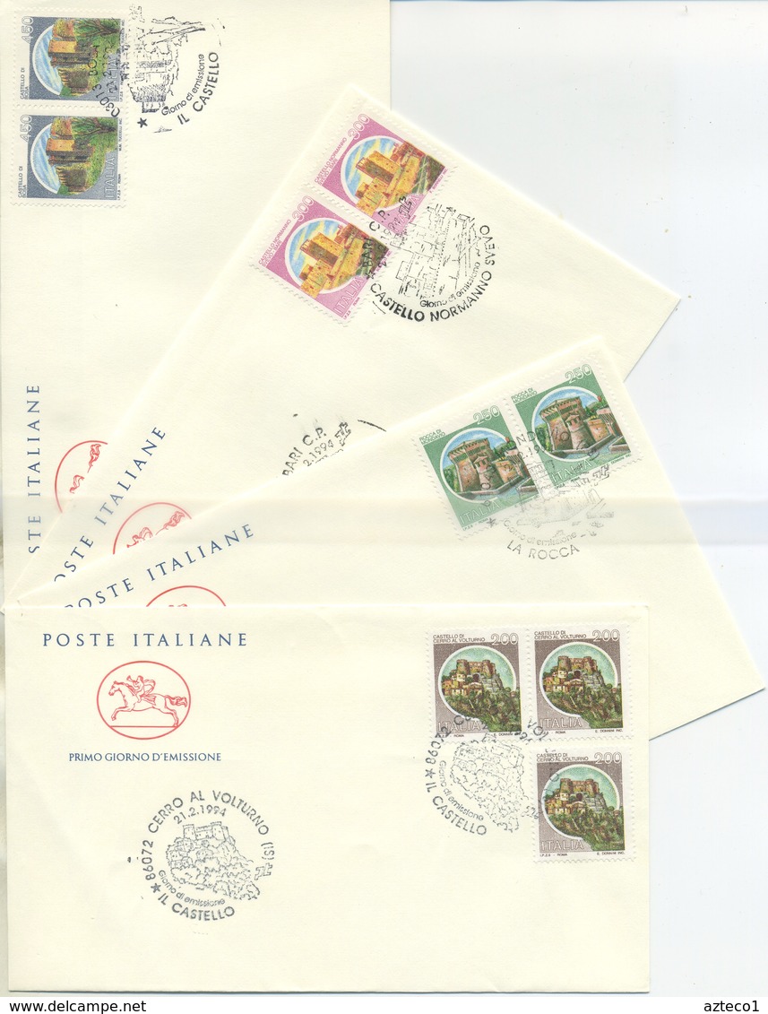 ITALIA - FDC  CAVALLINO 1994 - I CASTELLI - BOSA - BARI - CERRO AL VOLTURNO - MONDAVIO - ANNULLI SPECIALI - FDC