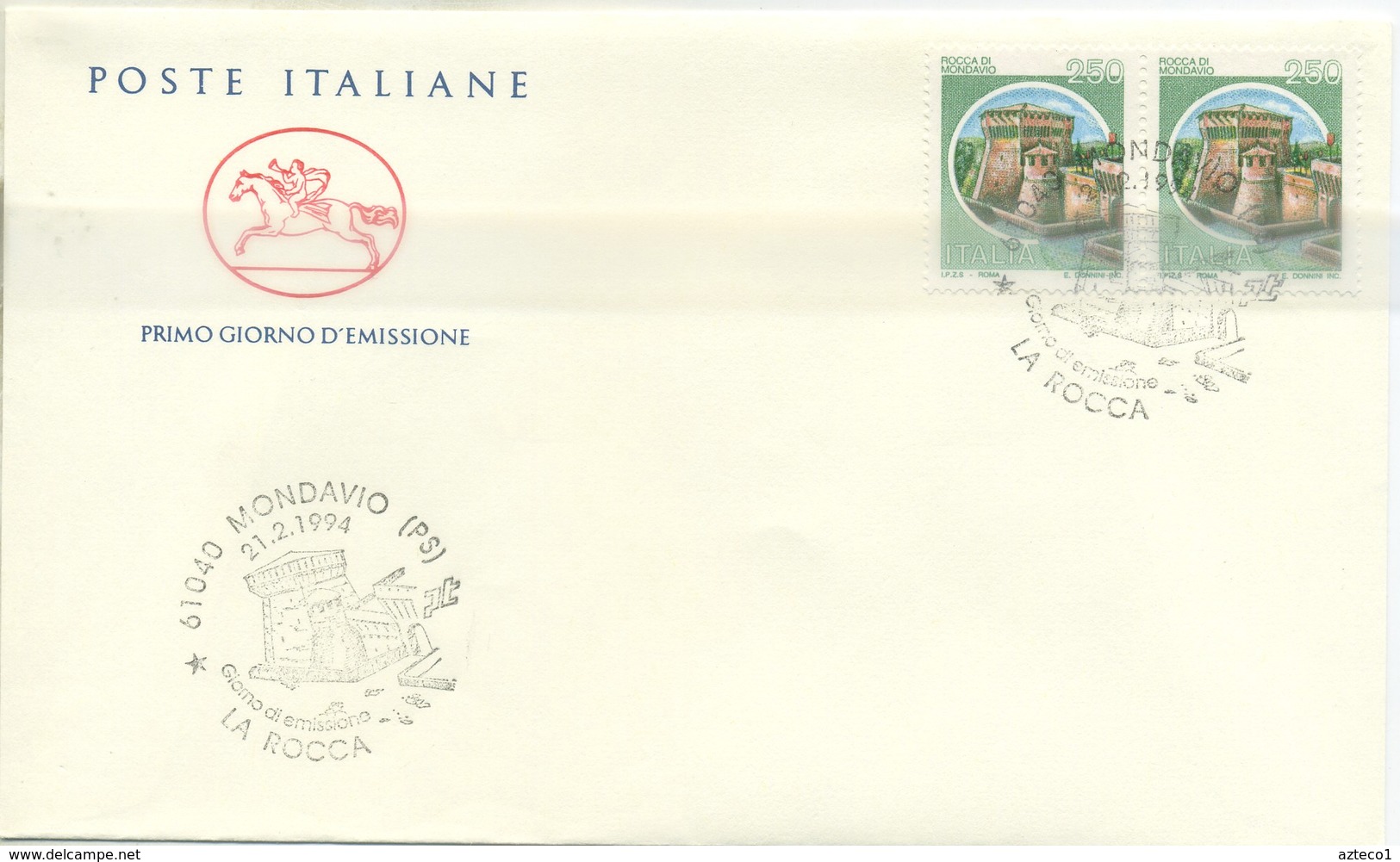 ITALIA - FDC  CAVALLINO 1994 - I CASTELLI - BOSA - BARI - CERRO AL VOLTURNO - MONDAVIO - ANNULLI SPECIALI - FDC