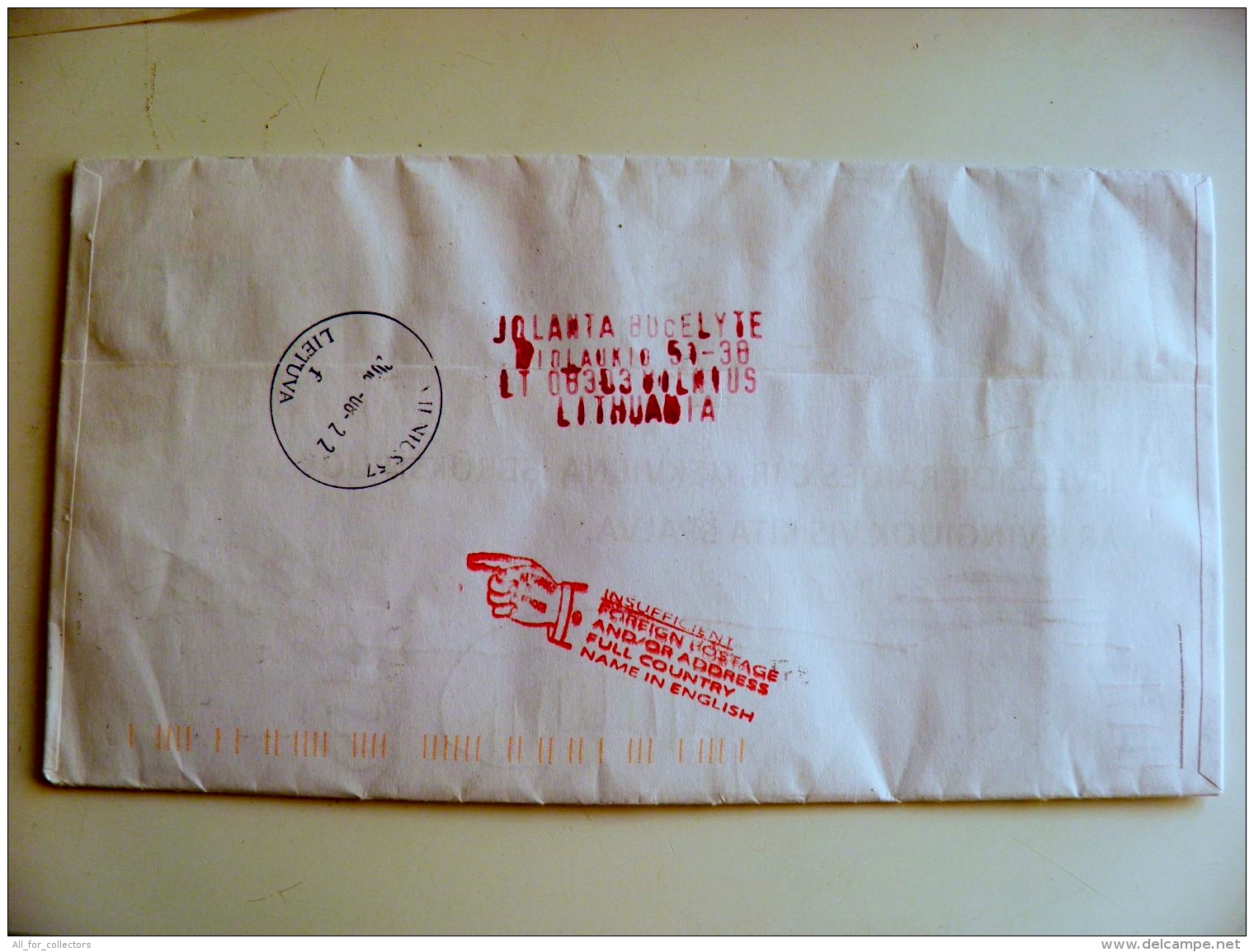 Cover Sent From Lithuania Vilnius To USA And Returned Back Label, Animal Rodent - Lithuania