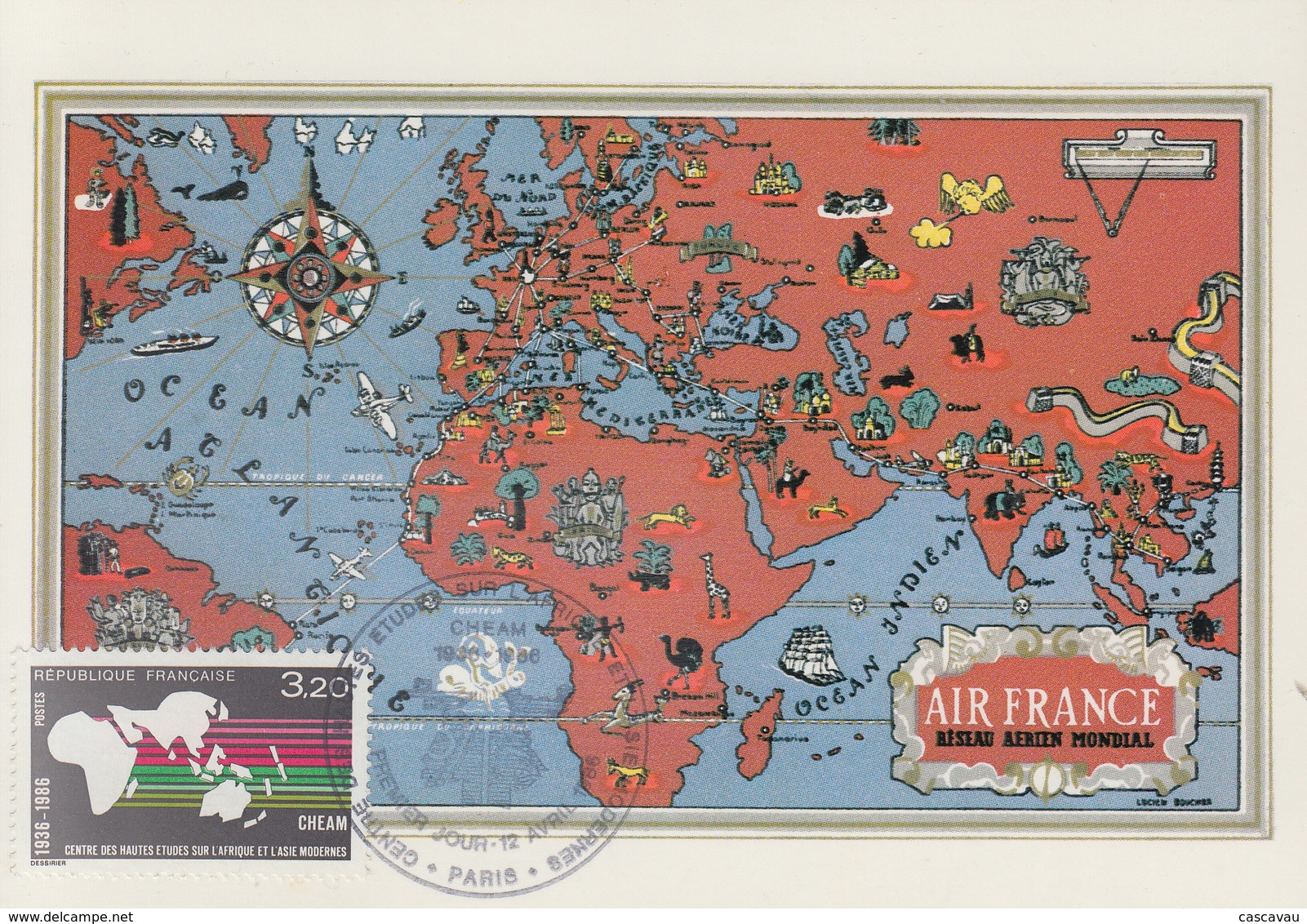 Carte  Maximum  1er  Jour    FRANCE   Centre  Des  Etudes  Sur  L' Afrique  Et  L' Asie  Modernes   1986 - 1980-1989