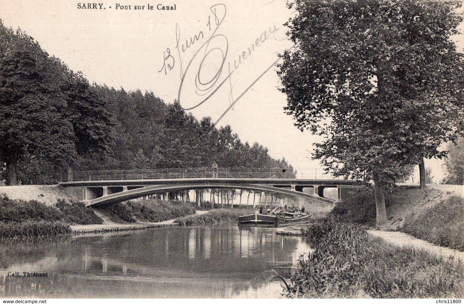 CPA Batellerie - 51 - SARRY - Pont Sur Le Canal - Péniche - Autres & Non Classés