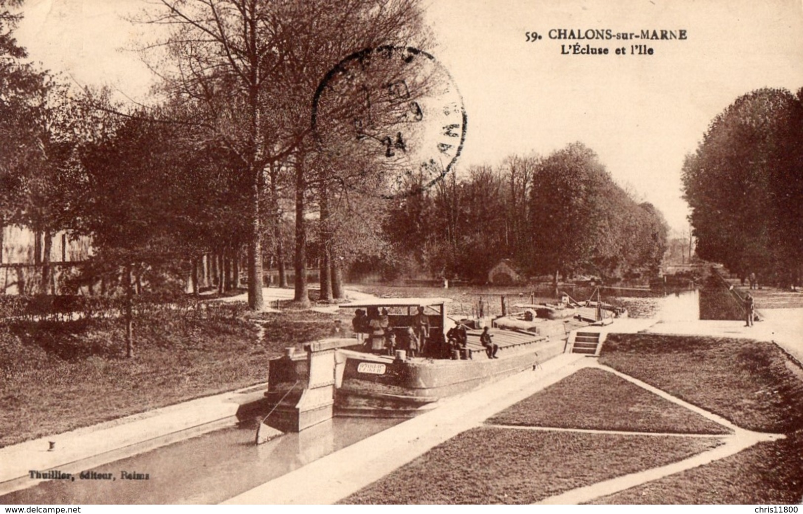 CPA Batellerie - 51 - CHALONS SUR MARNE -  L'ECLUSE Et L'ILE - Péniche - Châlons-sur-Marne