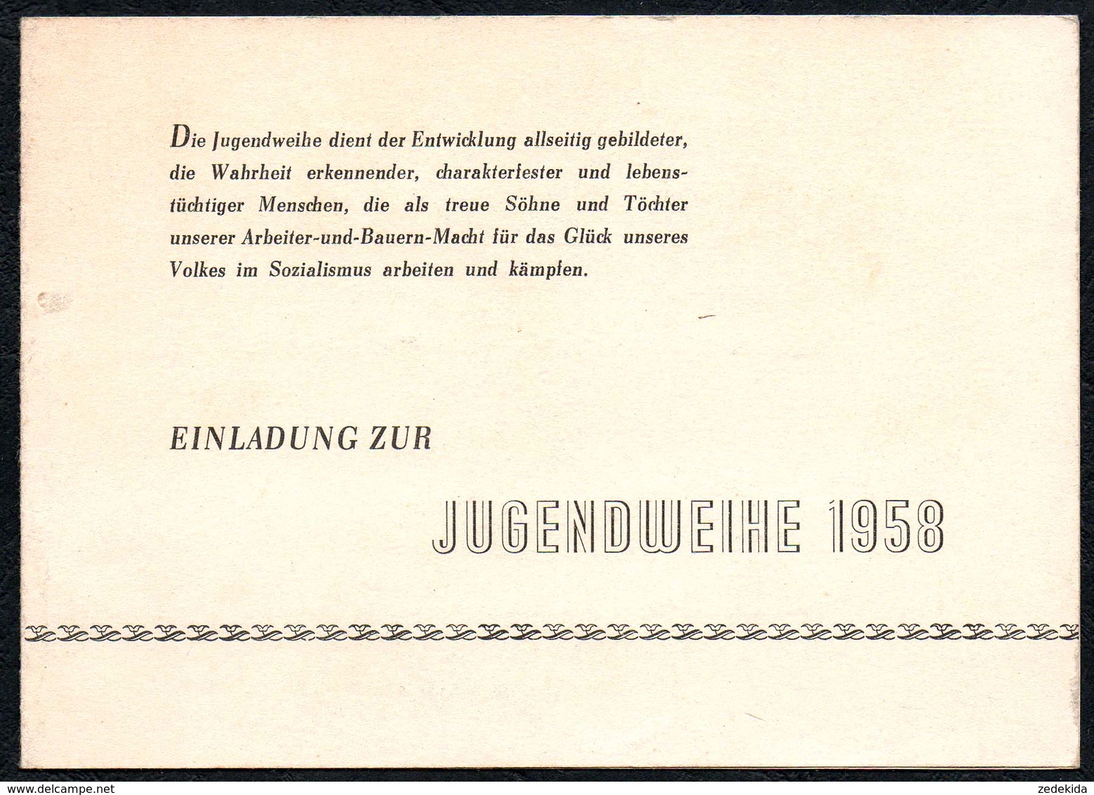 B8187 - Einladung Eintrittskarte - Jugendweihe DDR - Gesellschaftshaus Hohenstein Ernstthal - Eintrittskarten