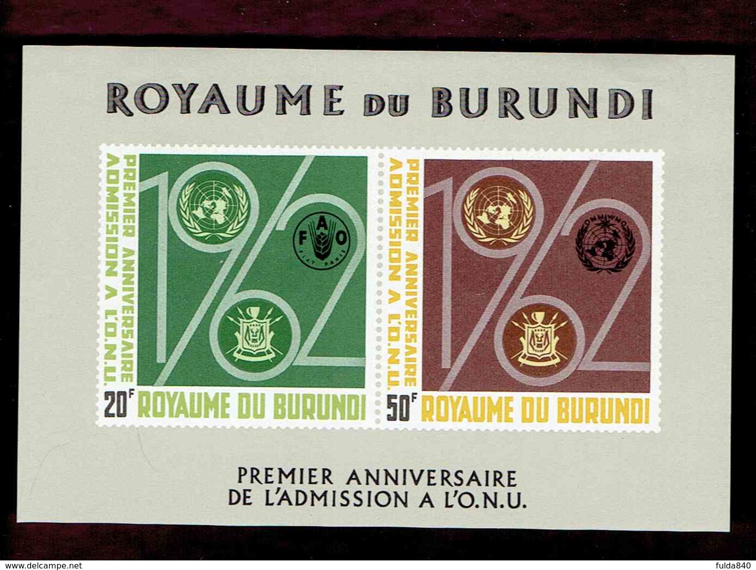 Royaume Du Burundi. OBP-COB. 1963 - N°67A/68A. *1er ANNIVERSAIRE DE L'ADMISSION A L'O.N.U* Non Dentelé.   Neuf - Neufs