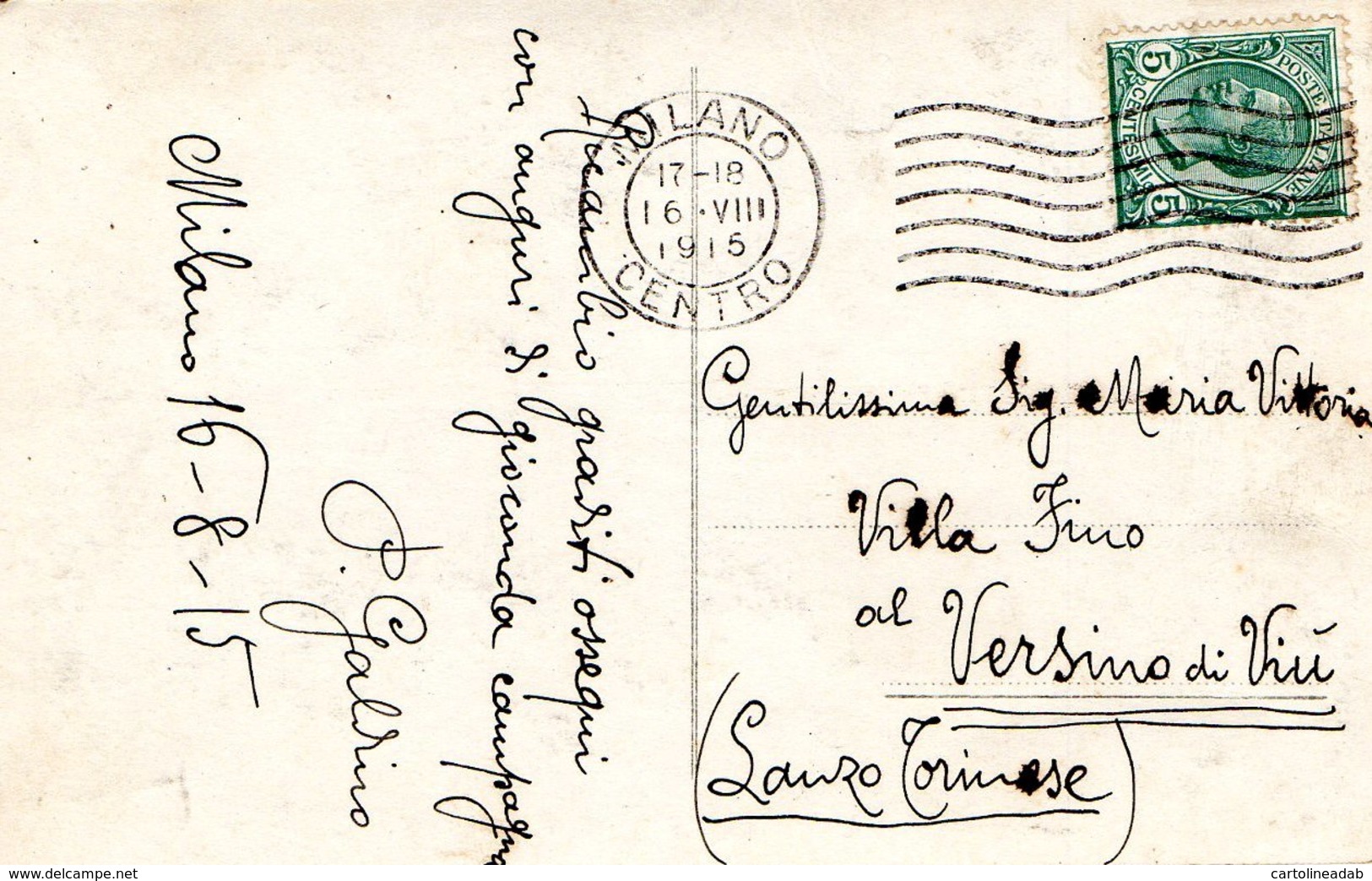[DC7619] CPA - BELLA CARTILINA MONTAGNE -Viaggiata 1915 - Old Postcard - Altri & Non Classificati