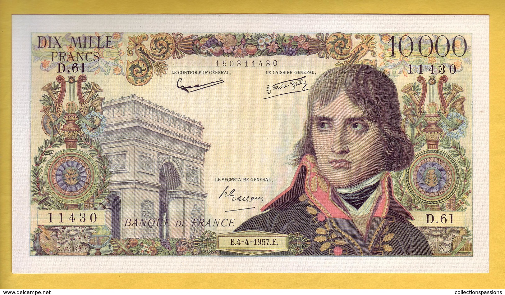 BILLET FRANCAIS - 10000 Francs Bonaparte 4.4.1957 SUP+ - 10 000 F 1955-1958 ''Bonaparte''