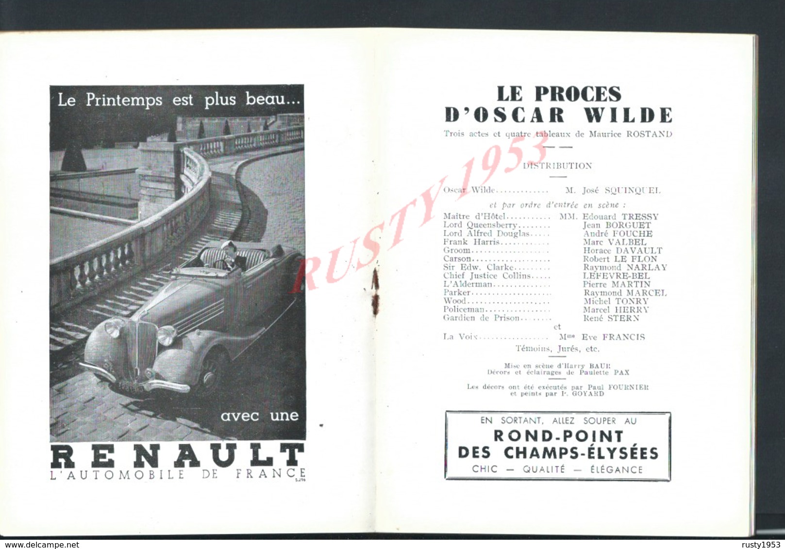 ANCIEN PROGRAMME DE THÉATRE DE L OEUVRE :