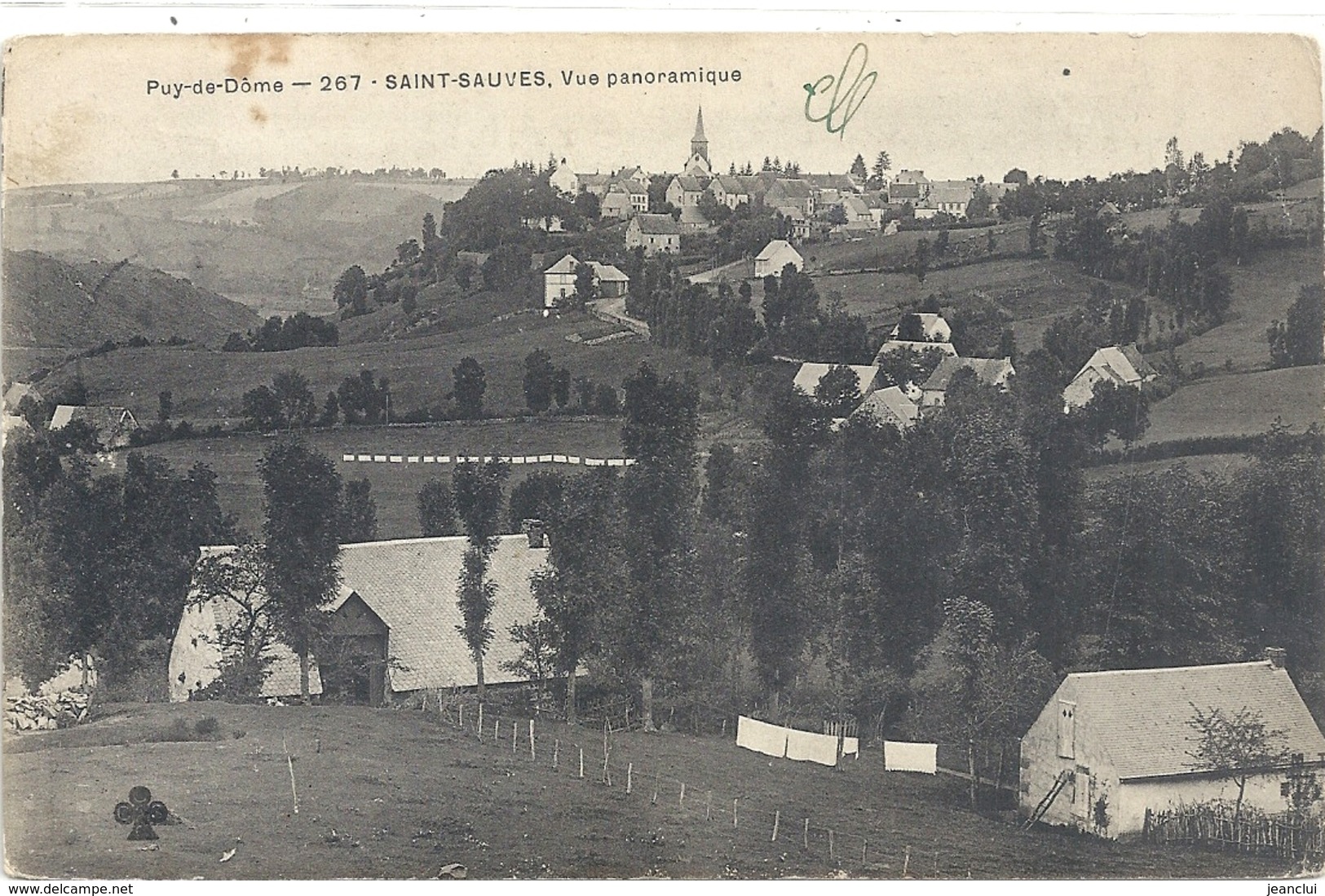 PUY-DE-DOME -267- SAINT-SAUVES , VUE PANORAMIQUE AFFR AU VERSO LE 25-6-1911 . 2 SCANES - Autres & Non Classés