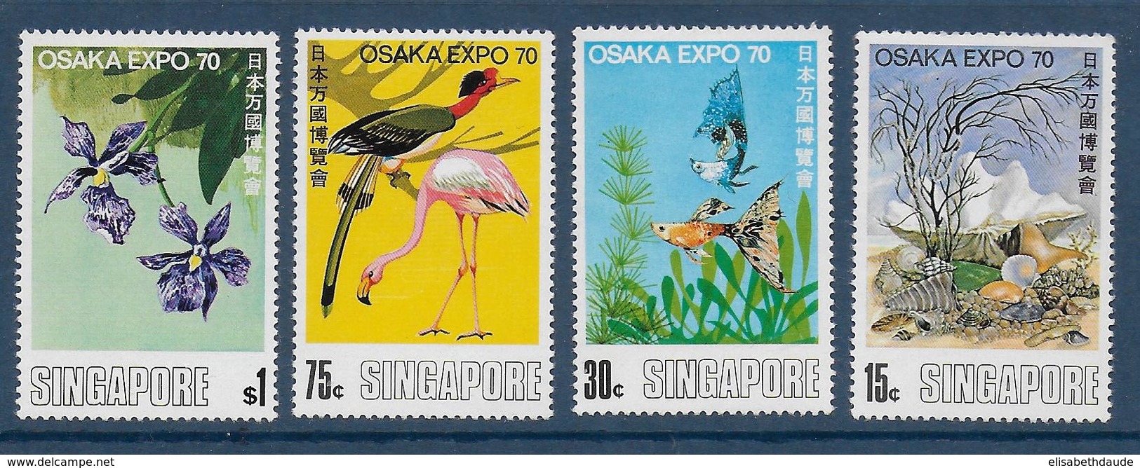 SINGAPORE - YVERT N° 108/111 * MLH - COTE = 25 EUR. - OISEAUX / POISSONS / FLEURS - Singapur (1959-...)