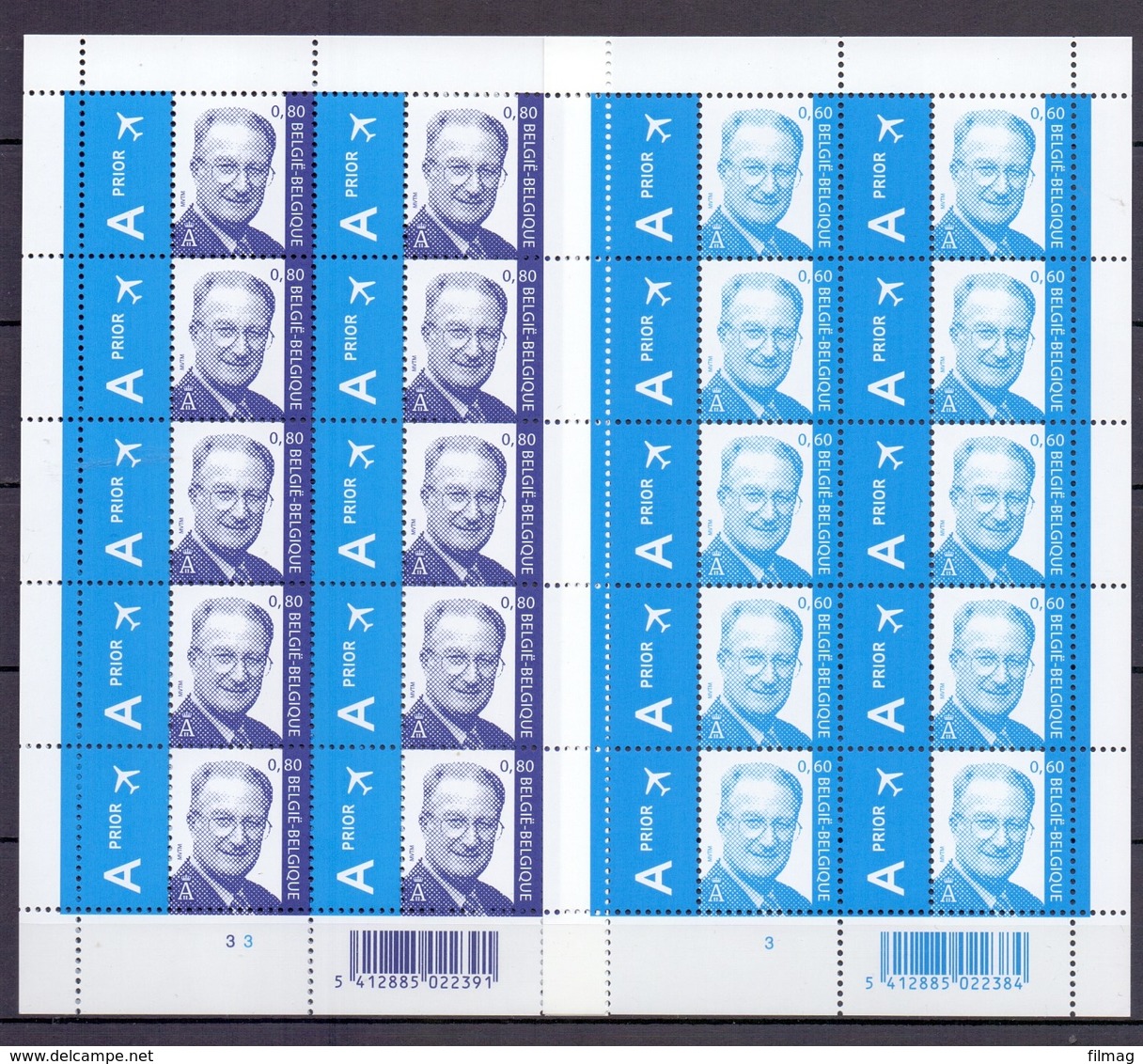 3316/17 Koning Albert II  Velletjes Plaat 3 Postfris** 2004 - Feuilles Complètes & Feuillets