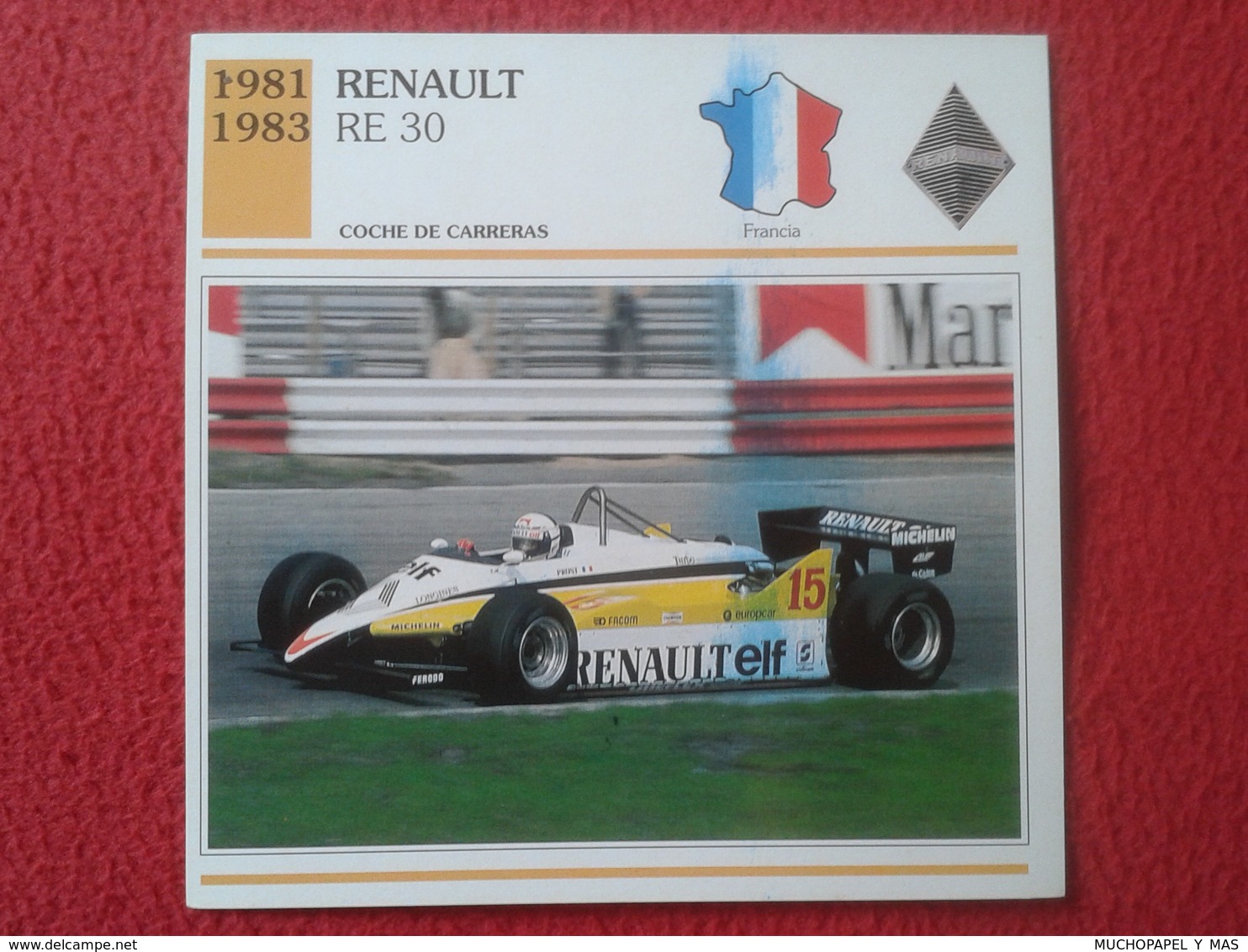 FICHA TÉCNICA DATA TECNICAL SHEET FICHE TECHNIQUE AUTO COCHE CAR VOITURE 1981 1983 RENAULT RE 30 FRANCIA FRANCE VER FOTO - Autos