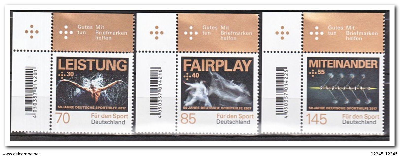 Duitsland 2017, Postfris MNH, MI 3307-09, Sport - Ongebruikt