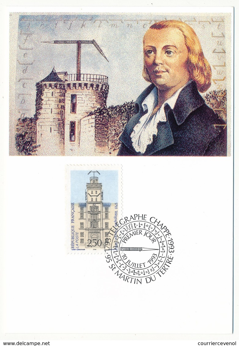 FRANCE - Carte Maximum - 2,50 Télégraphe Chappe - Premier Jour - 95 St Martin Du Tertre - 1990-1999