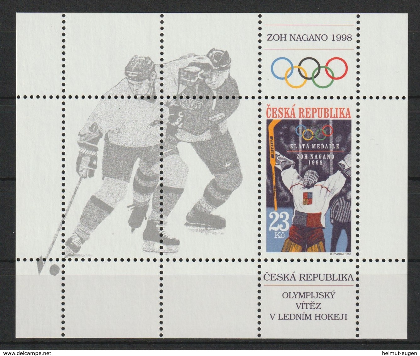 MiNr. 176(Block 8) Tschechische Republik : 1998, 1. April. Blockausgabe: Gewinn Der Goldmedaille Im Eishockey - Ungebraucht