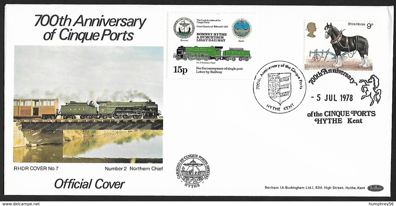 1978 - GREAT BRITAIN - FDC [Railways] + SG 1063+Railway Letter + HYTHE - 1971-1980 Em. Décimales