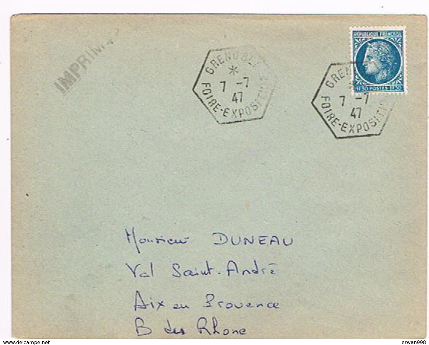 38  GRENOBLE Cachet Hexagonal De La Foire-expo S/ YT 678 Seul S/ Lettre Cote YT 11 €; - Tarif Imprimé  531 - 1921-1960: Période Moderne