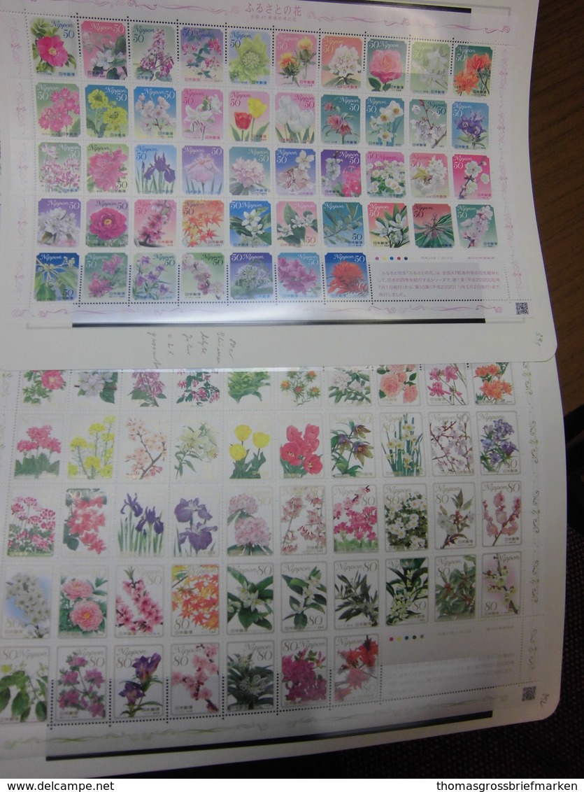 Japan 2011 Blumen Flowers 94 Werte 2x ZD-Bogen Postfrisch MNH Ex 4540-5565 - Ungebraucht