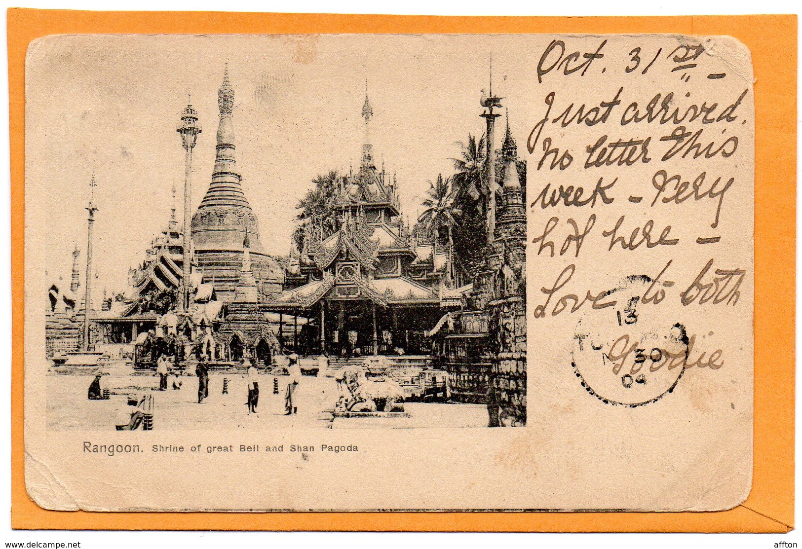 Rangoon Burma Myanmar 1903 Postcard - Myanmar (Burma)