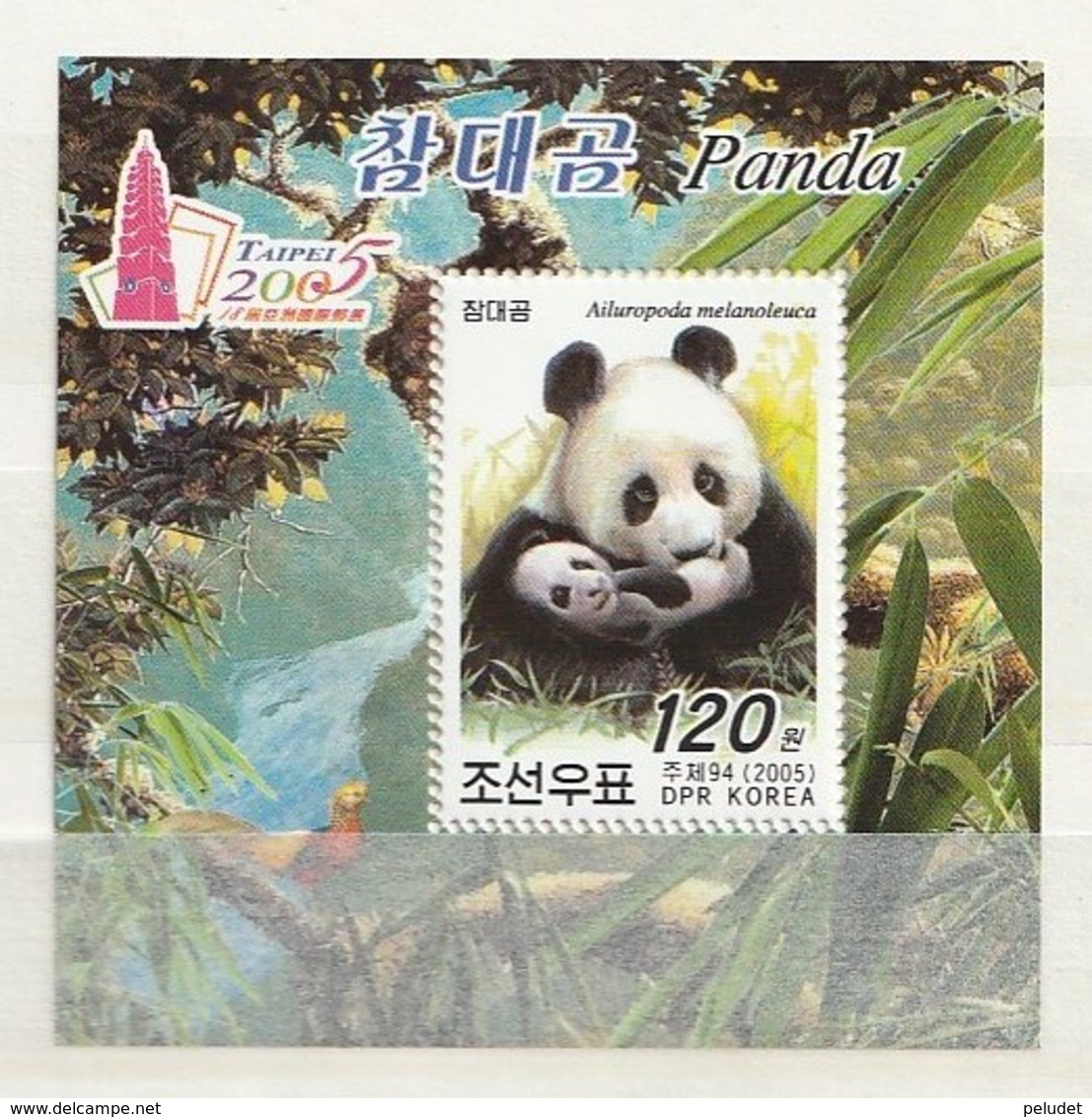 North Korea 2005 Pandas-Asia 05 O/P S/S ** "Taipei 2005" Mi BL616B - Corea Del Norte