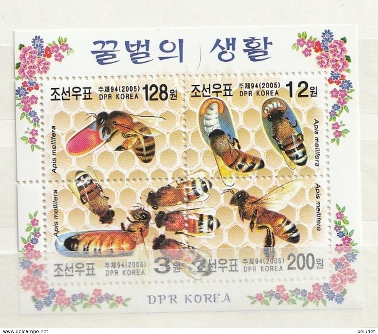 North Korea 2005 Bees (4) SHEET ** Mi BL636, Sn 4464, Yt BF502, Sg MS4551 - Corea Del Norte