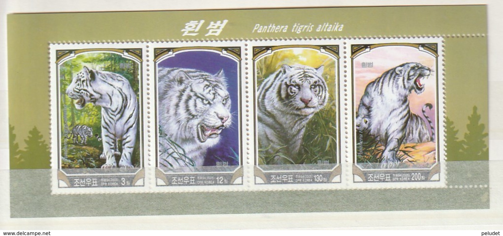 North Korea 2005 White Tiger (4) S/s ** Mi BL624, Sn 4443, Yt  3436-3439, Sg MS4525 - Corea Del Norte