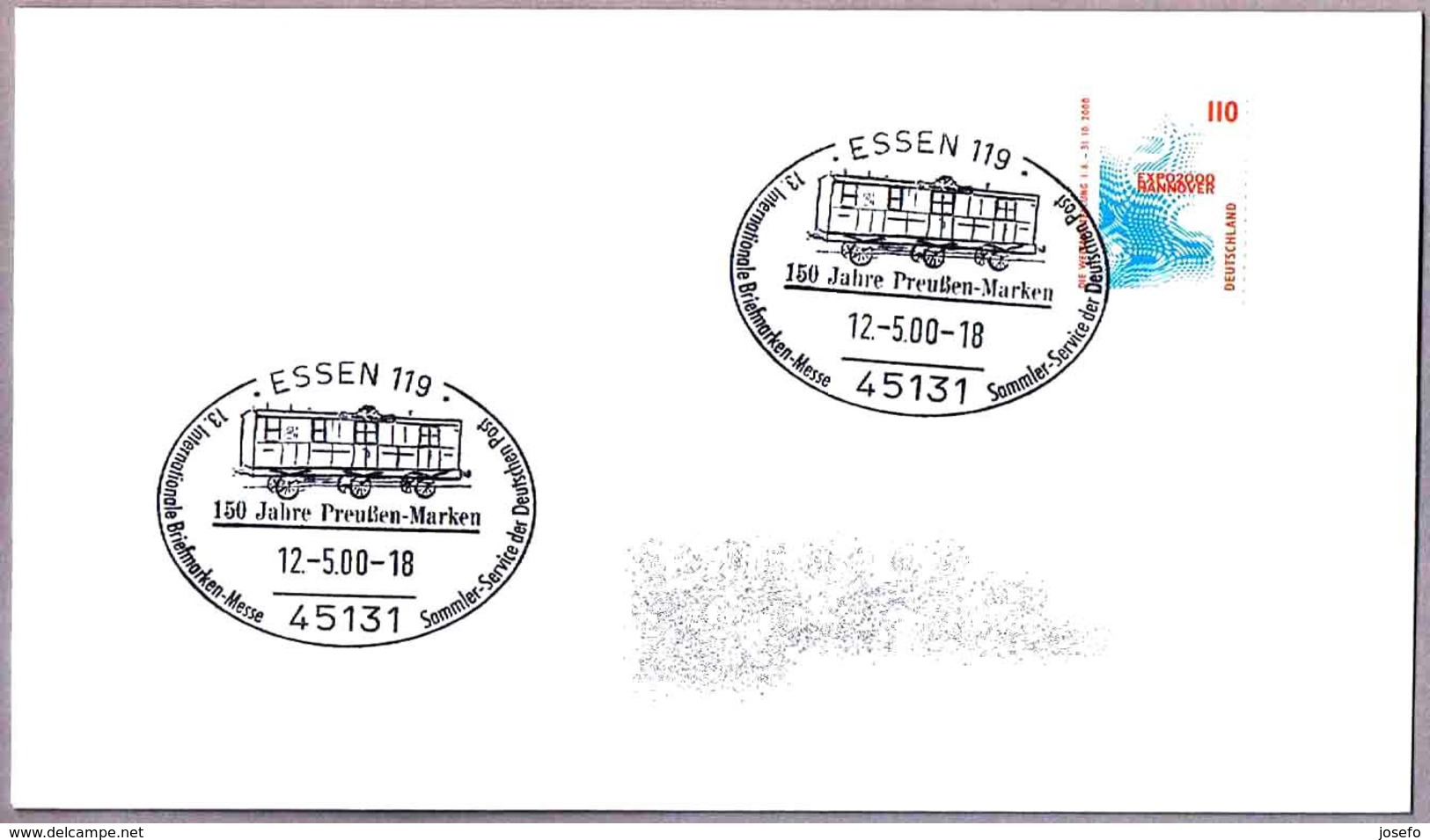 VAGON POSTAL - POSTAL WAGON - BAHNPOST. Essen 2000 - Correo Postal