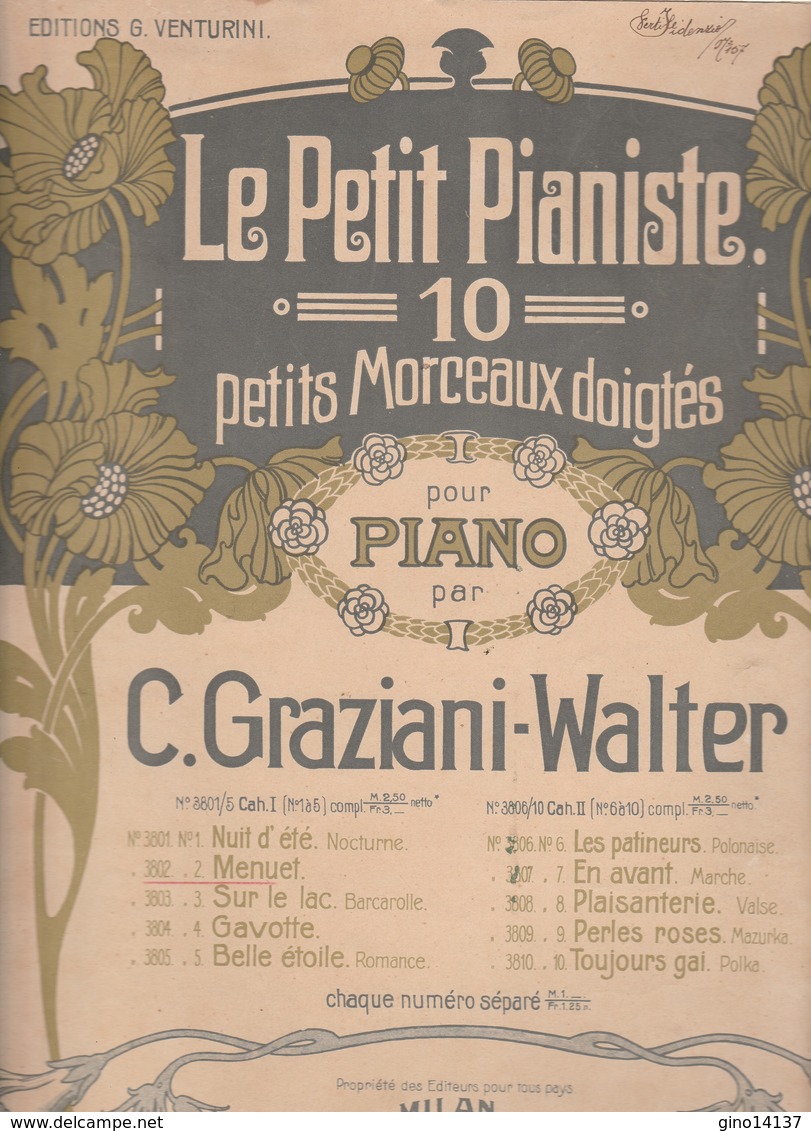 Spartito LE PETITE PIANISTE - Graziani - Walter - Carisch & Janichen Di Milano - Partitions Musicales Anciennes