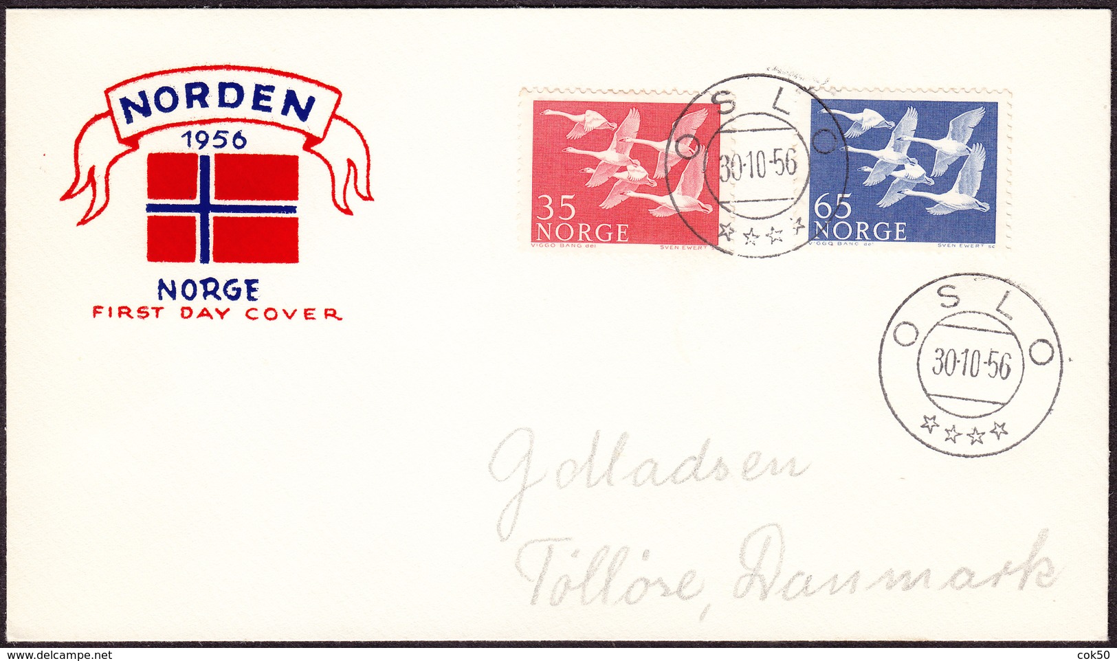 NORWAY 1956 - Nordic Issue (swans) On Cacheted FD-cover 30.10.1956. Perfect Quality. - FDC