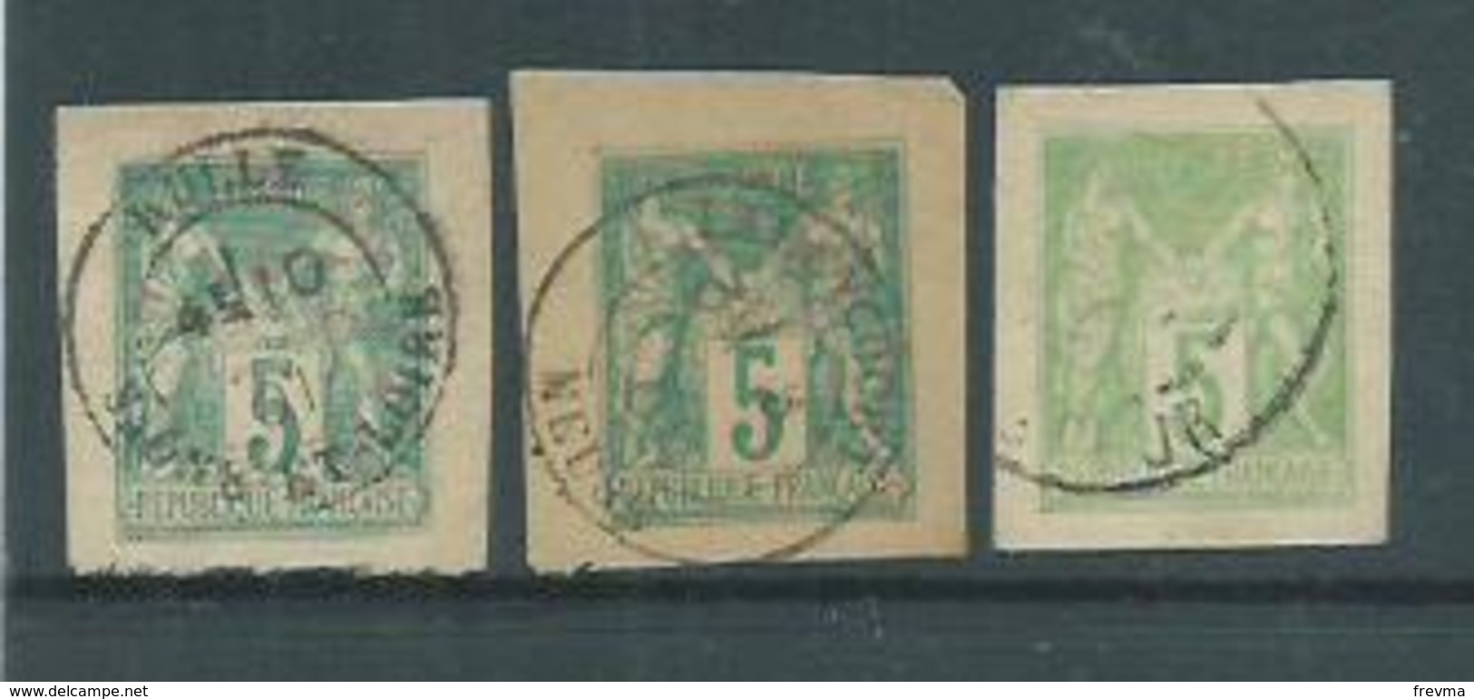 Timbre Type Sage 3 Differents - 1876-1898 Sage (Type II)