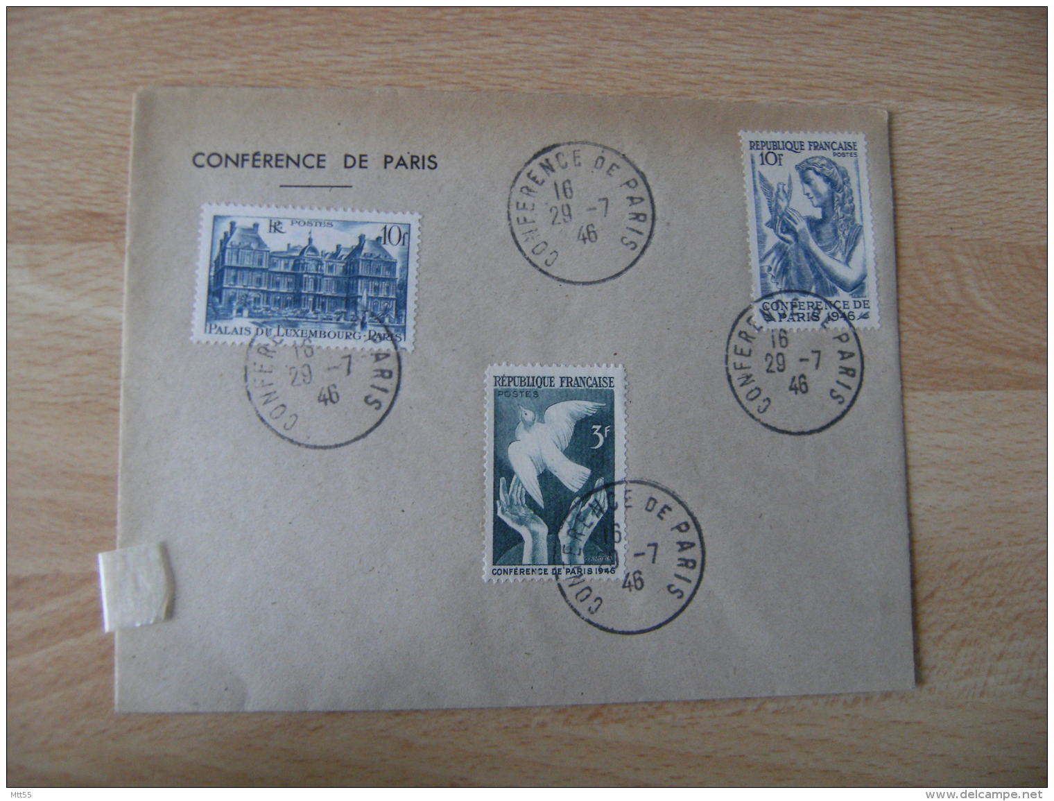 Sur Lettre Conference De Paris 29.7.1946 2 Timbre Conference Obliteration - 1921-1960: Période Moderne