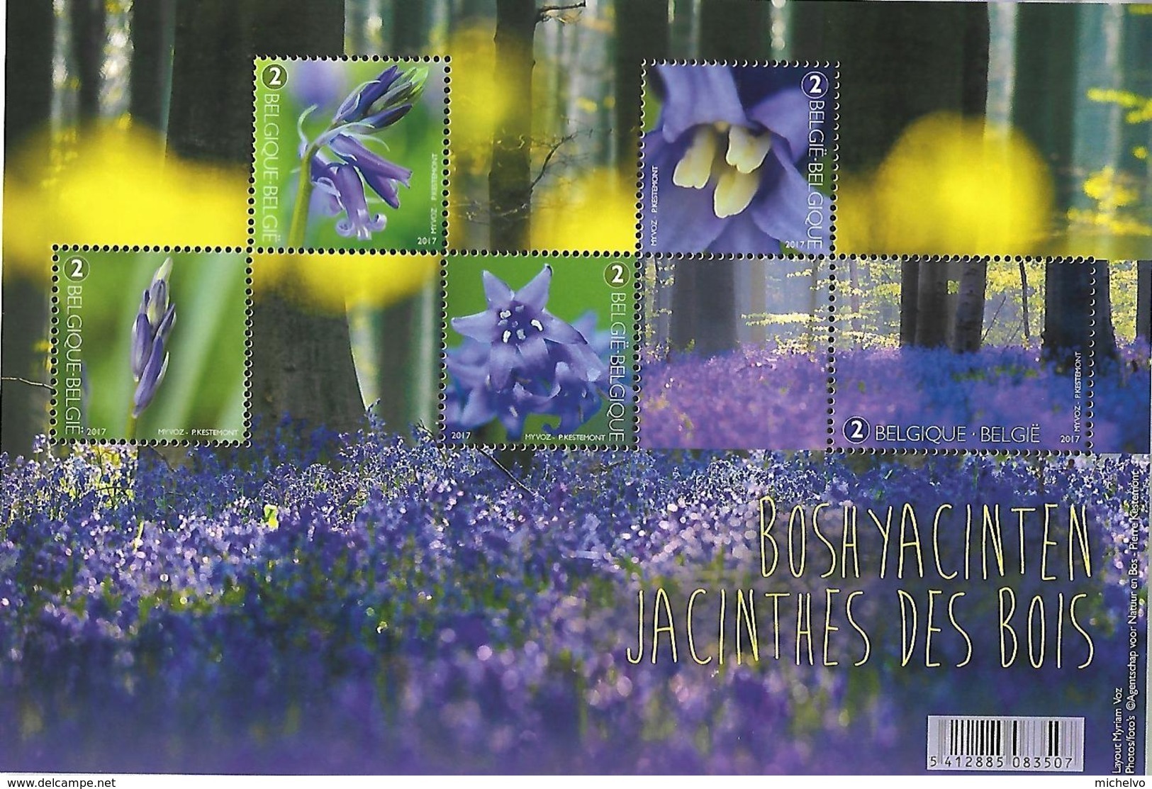 Belg. 2017 - COB N° BL 247 ** - Bois En Fleur ( Les Jacinthes Du Bois De Hal ) - Timbres 4672 à 4676 - Nuevos