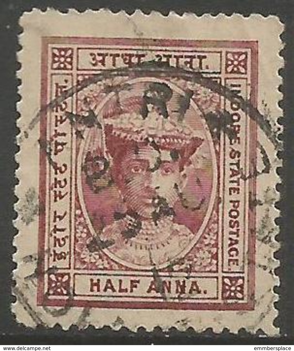 Indore (Holkar) - 1909  Maharaja Tukaji Rao III 1/2a Lake Used   SG 10  Sc 9 - Holkar