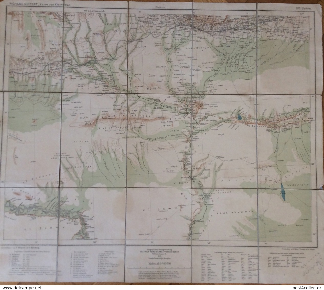 Ottoman Djarbekir (Diyarbakır). Richard Kiepert.  1914.56 X 66 Cm. On Cloth - Mapas Geográficas