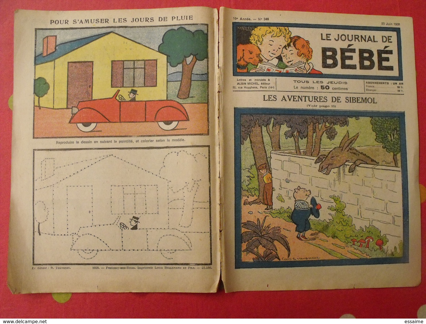 lot de 12 revues "le journal de bébé" de 1938. pouf davine rob-vel rotman rogelon pélik polydor