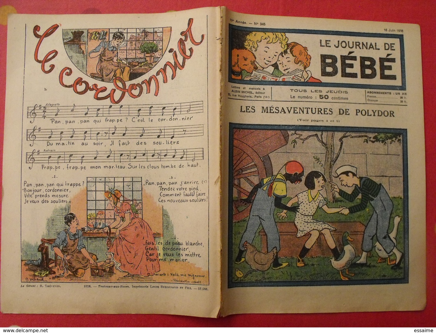 lot de 12 revues "le journal de bébé" de 1938. pouf davine rob-vel rotman rogelon pélik polydor