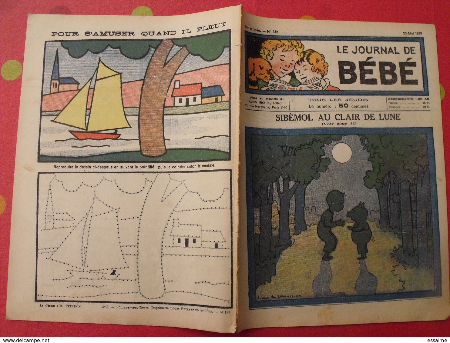 lot de 12 revues "le journal de bébé" de 1938. pouf davine rob-vel rotman rogelon pélik polydor