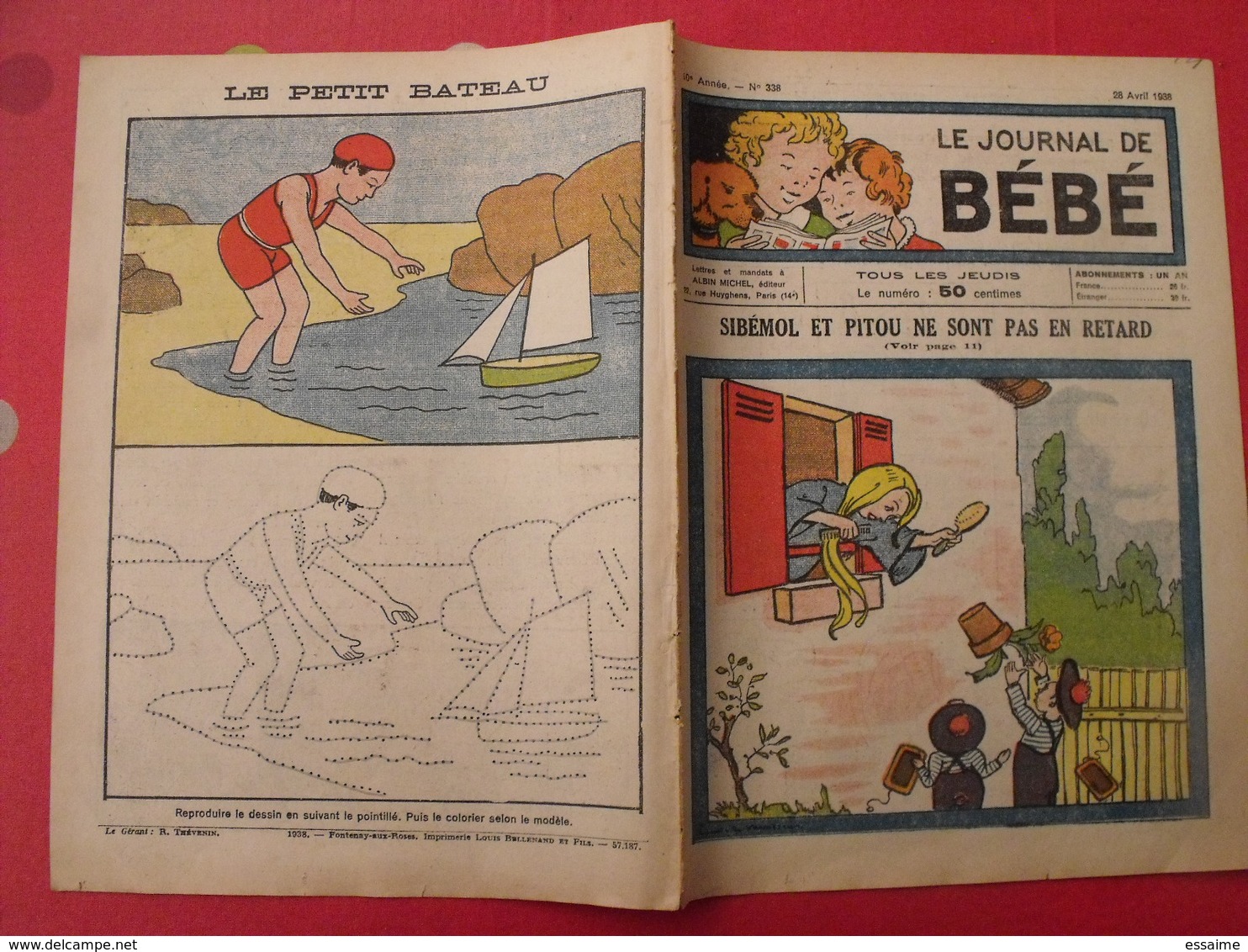 lot de 12 revues "le journal de bébé" de 1938. pouf davine rob-vel rotman rogelon pélik polydor