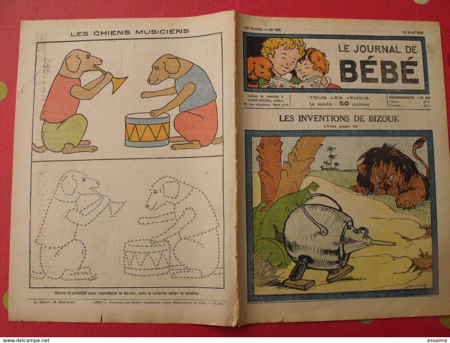 lot de 12 revues "le journal de bébé" de 1938. pouf davine rob-vel rotman rogelon pélik polydor