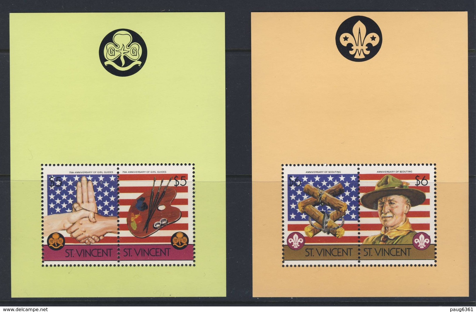 ST  VINCENT BLOC 1986 SCOUT "ERREUR"   YVERT N°B26/27  NEUF MNH** - St.Vincent (1979-...)