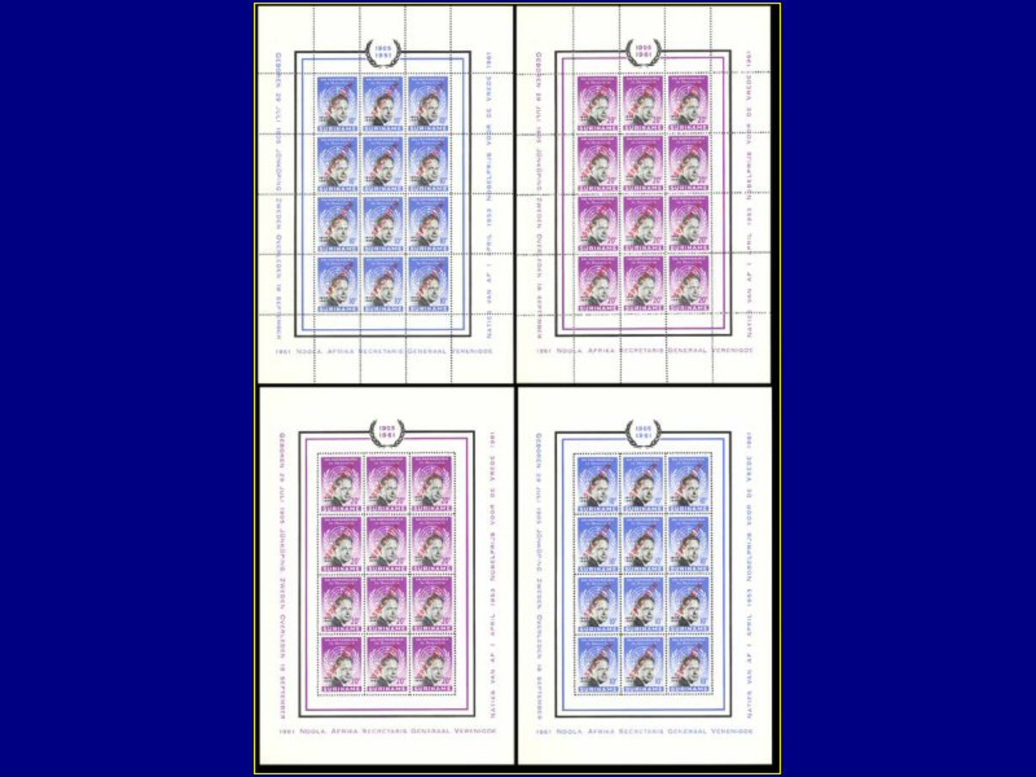 Qualité: XX - 363/4, 4 Feuillets De 12, 2 Tirages (dent Ou Non Dent En Angles). Tous Surchargés "specimen" En Rouge. - Surinam