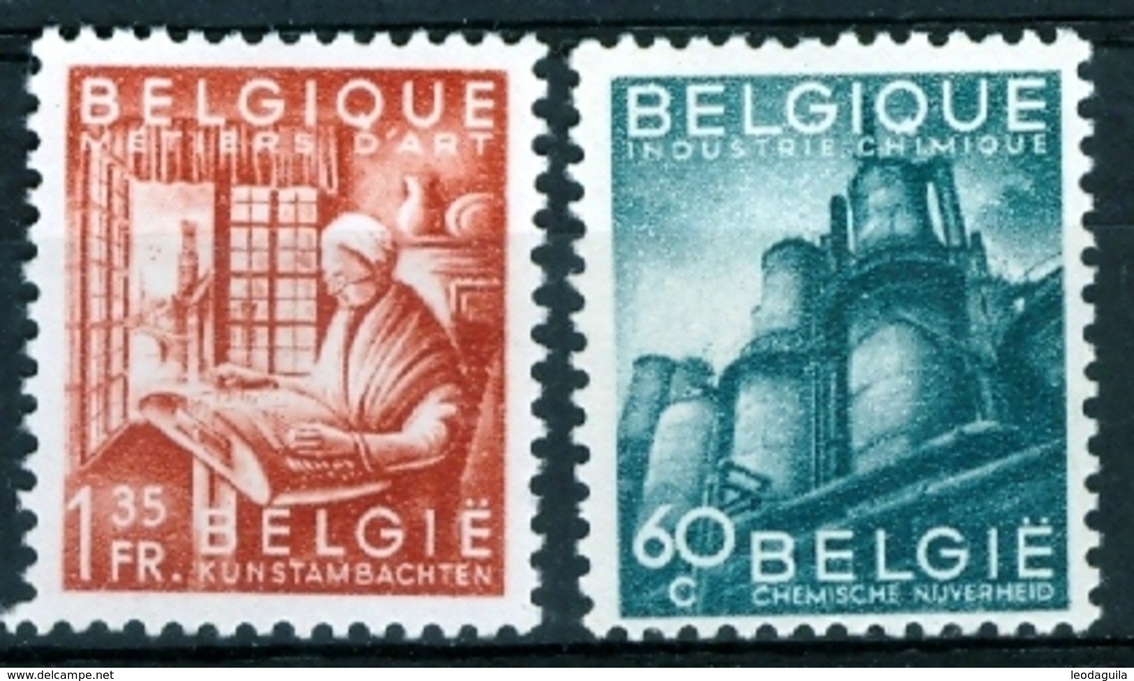 BELGIUM #805-6 - TEXTILE / CHEMICAL INDUSTRIES   2v - 1948  MNH - 1948 Export